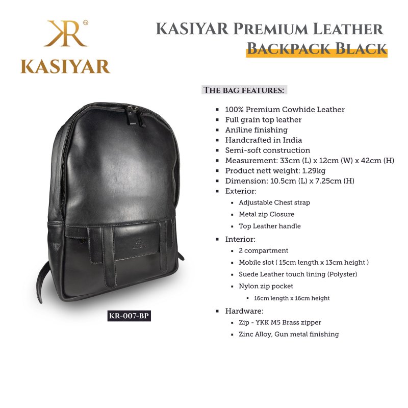Kasiyar Leather Backpack Black