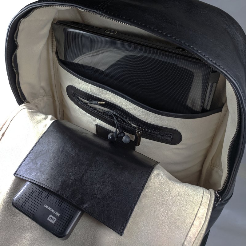 Kasiyar Leather Backpack Black