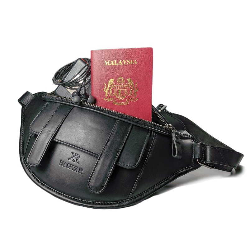Kasiyar Leather Bum / Waist Bag Black