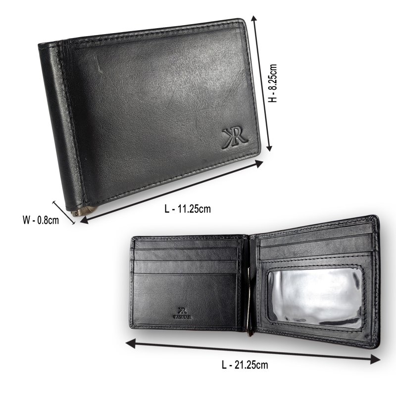 Kasiyar Leather Clipper Wallet Black