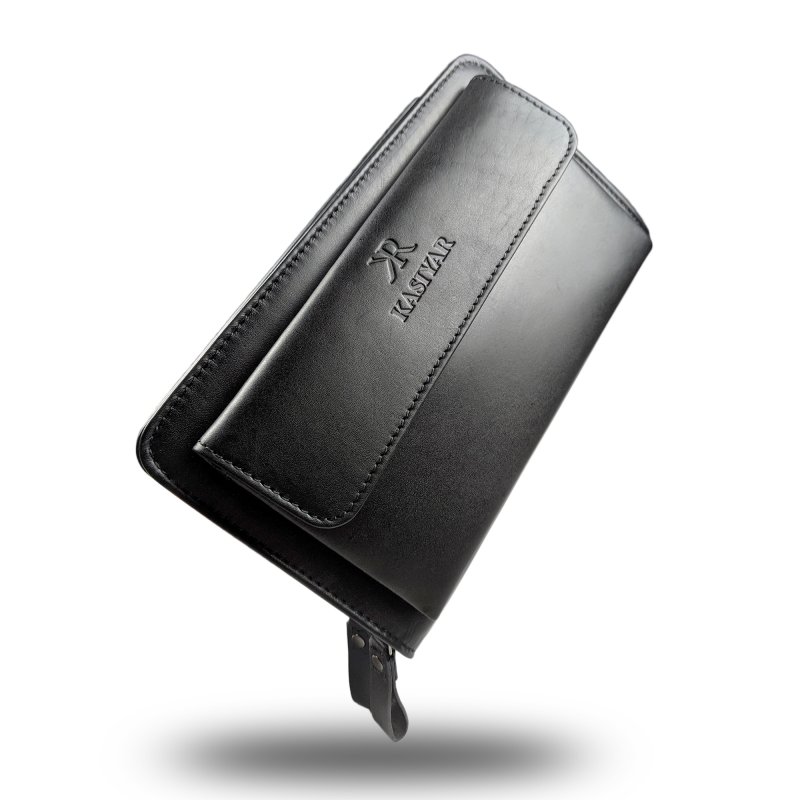 Kasiyar Leather Clutch Wallet Black