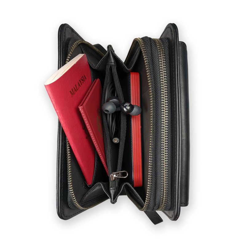 Kasiyar Leather Clutch Wallet Black