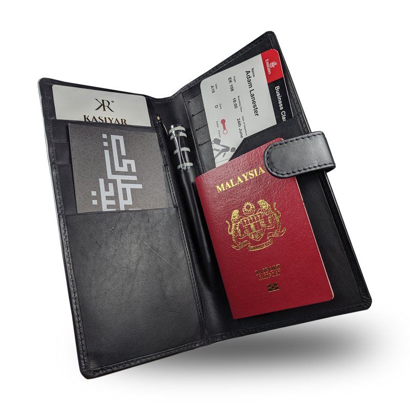 Kasiyar Leather Travel Wallet Black