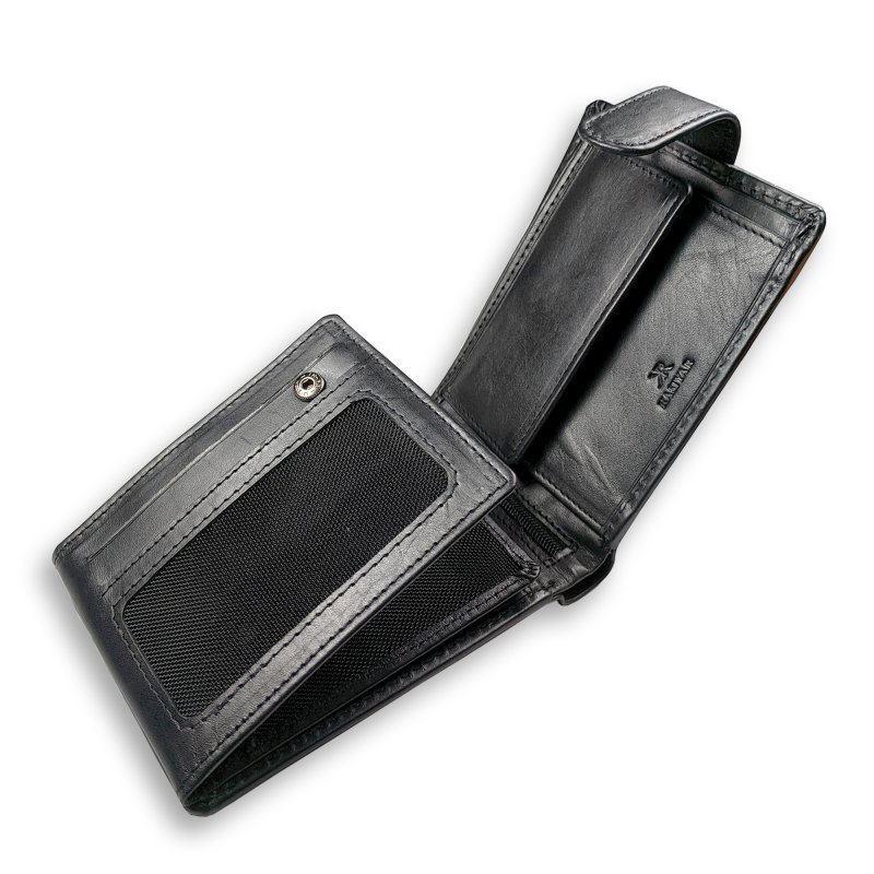Kasiyar Leather Wallet With Top Loop Black